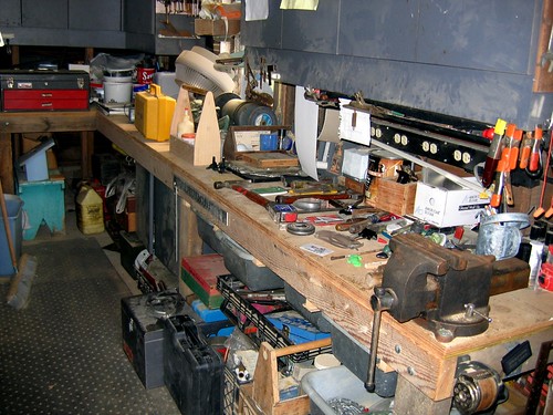 Side work bench and storage