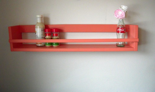 Long spice rack kitchen shelf organizer in coral