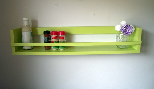 Over the stove spice rack organizer shelf in tea green