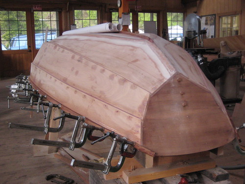 The Nutshell Pram hull is faired using epoxy filler - - IMG_3432