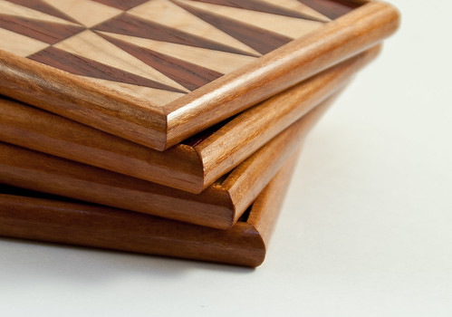 Maple, Padauk and Cherry Mosaic Coasters, Edge Detail