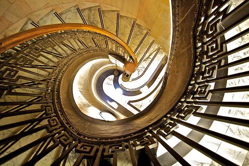 The spiral staircase at the Mechanics Library - San Francisco