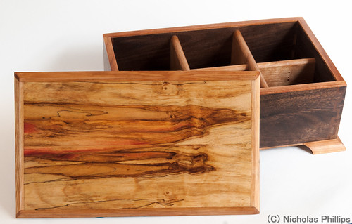 Large Walnut Tea Box, with Found Wood Top