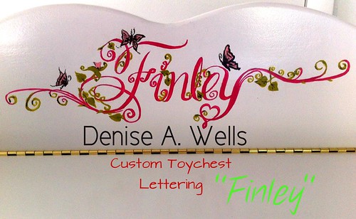 Finley Toychest Custom Lettering by Denise A. Wells