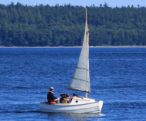 Port Townsend WA - Boat School SCAMP Camp day 6 - Howard Rice and SCAMP #1 - four people in boat