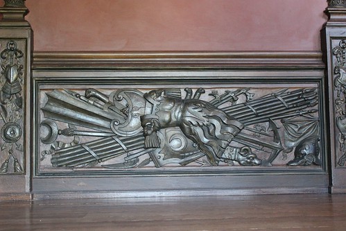 Panel with trophies of arms from the staircase at Ham House (1638-39)