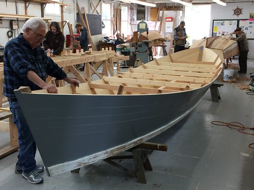 IMG_4918 - Port Hadlock WA - Northwest School of Wooden Boatbuilding - Traditional Small Craft -  Rogue River Driver - right side up - centerline brace not yet removed