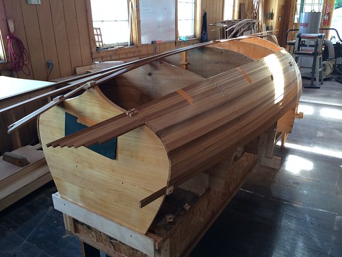 IMG_5237 – Port Hadlock WA – Northwest School of Wooden Boatbuilding – Contemporary – Grandy Skiff – strip-planking the boat