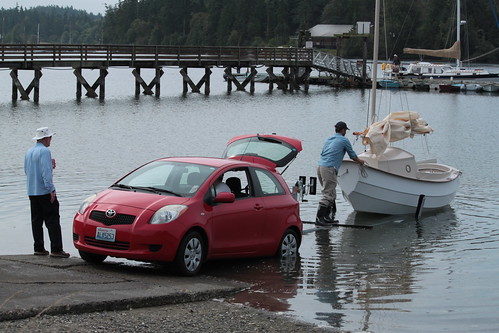 IMG_2582 - Nordland WA - Mystery Bay State Park - Red Lantern SCAMP Rally - launching a SCAMP from the boat ramp - Toyota Yarris 1600cc engine