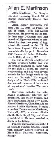 Obituary of Allen Martinson