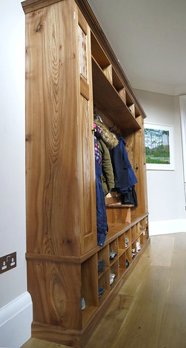 Elm and ash coat and shoe cabinet