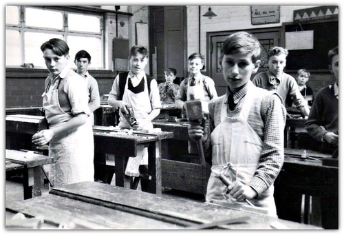 Woodwork Class at Trinity Secondary School, Preston. c.1955.