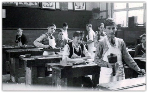 Woodwork Class at Trinity Secondary School, Preston c.1955.