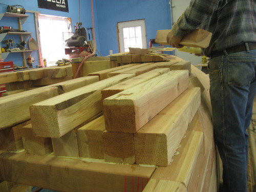 Adding more blocks to form the rough shape of the mold