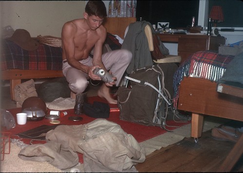 Bill packing for SUSS Nullarbor Expedition 1963