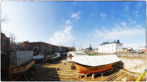 Suomenlinna drydock in a lazy, hazy spring sunlight