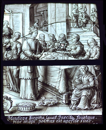 St Bridget of Sweden feeds the poor (continental, 17th Century)