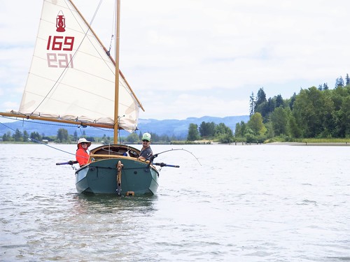 Scamp fishing machine, triple-reefed to slow her down