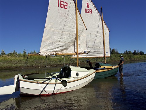 pulling and pushing our boats through the shallows of Elochoman Slough