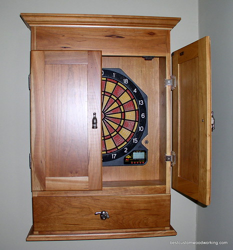 Custom Cherry Dart Board Cabinet.