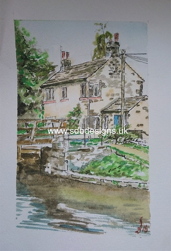 Stubbing Lock House, Hebden Bridge, West Yorkshire watercolour by SDB Designs painted by Sean Broadbent