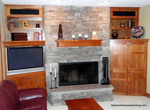 Custom Cherry Entertainment Center and Fireplace Remodel.