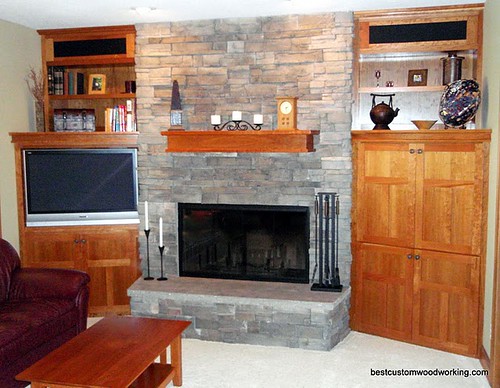 Custom Cherry Entertainment Center and Fireplace Remodel.