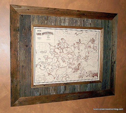 Custom Framed Lake Minnetonka Map.