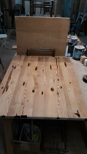 Reclaimed Pine Top Table With Reclaimed Cast Iron Sink Base - Unfinished Top : May 2018