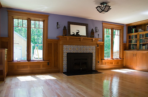 Mahogany & Art Tile Mantle