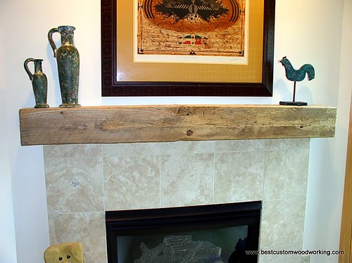 Custom Rough-Hewn Fireplace Mantel.