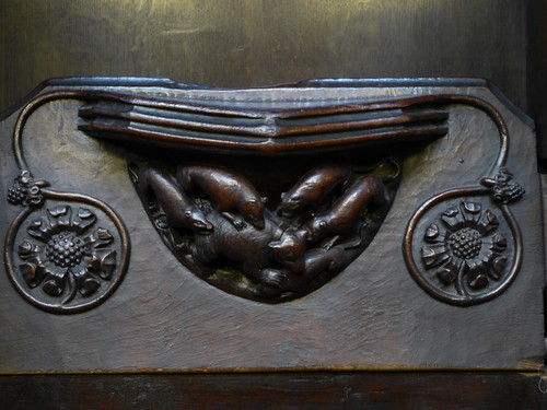 Dogs attacking Bear, Misericord, Manchester Cathedral