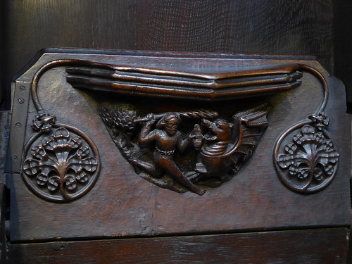 Man battles Wyvern, Misericord, Manchester Cathedral