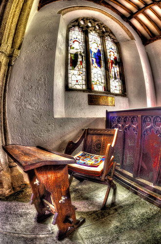 Lectern and Chair under a Window in Laneast Church