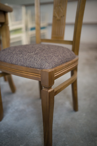 Brown chair details in workshop.