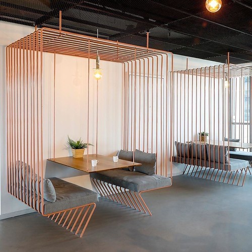 we love the look of these booths at the Infibond OfficeSpace