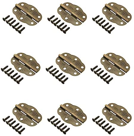 Yinpecly Antique Hinges 1.18 x 0.87inch (LxW) Metal Retro Mini Hinge for Box Cabinets DIY Projects Furniture Decorative Cabinet Bronze Tone 20Pcs