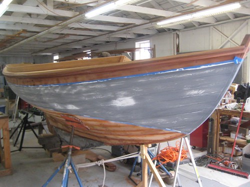 Herreshoff Buzzards Bay-14 hull fairing in progress