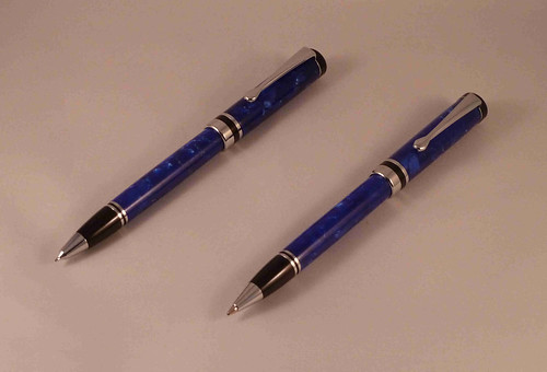 blue acrylic crush pen and pencil set