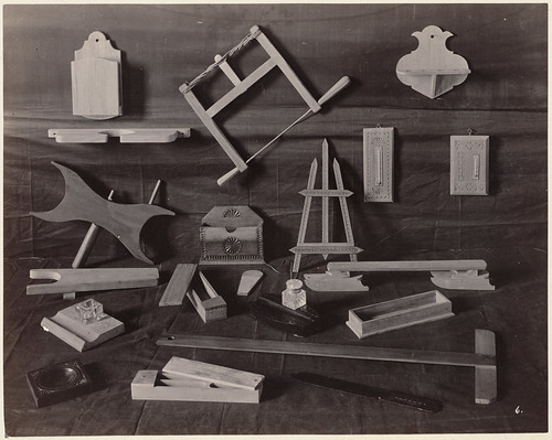 Numerous examples of wood projects & carving (extra work), F. M. Leavitts School