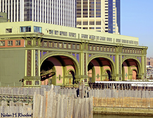 Battery Maritime Building Exterior Designed By Walker & Morris. Elaborate exterior materials include structural steel, cast iron, copper, stucco, ceramic tiles in vibrant colors. See website www.batterymaritimebuilding.com