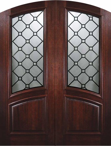 Arch Top Arch Lite Double Doors Portobello Mahogany 6 0 x 8 0 P91415