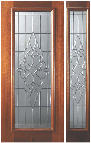 Courtlandt Decorative Glass Full Lite Mahogany Entry Door  Tall 80 P16172-G