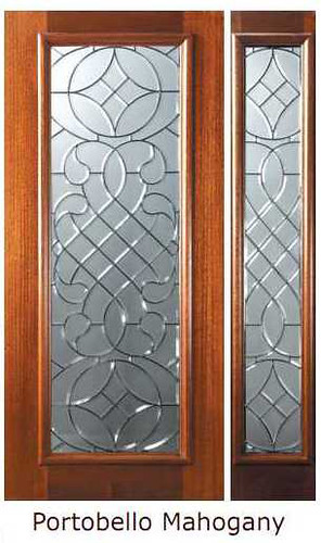 Savoy Decorative Glass Full Lite Mahogany Entry Door  Tall 80 P16042-G