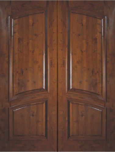 2 Panel Square Top Double Doors Estancia Knotty Alder 6 0 x 8 0 ED8376A