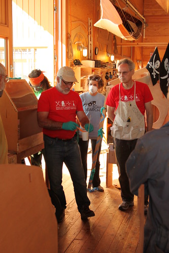 Port Townsend WA - Boat School Scamp Camp - day 6 - filleting - John Welsford, Derek and Lacy Gries