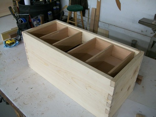 A nicely-made shoulder box tool chest being fitted for drawers - 100-0317