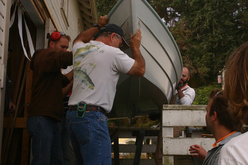 Port Hadlock WA - Boat School - Launching the HEIDI Skiff, a summer workshop boat