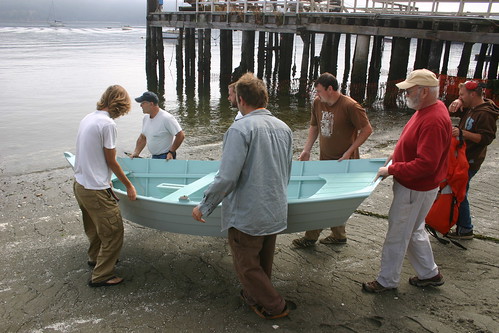 Port Hadlock WA - Boat School - Launching the HEIDI Skiff, a summer workshop boat