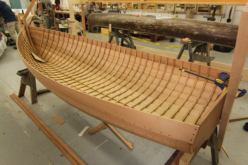 Port Hadlock WA – Northwest School of Wooden Boatbuilding – Traditional Small Craft – Grandy Skiff framing is complete